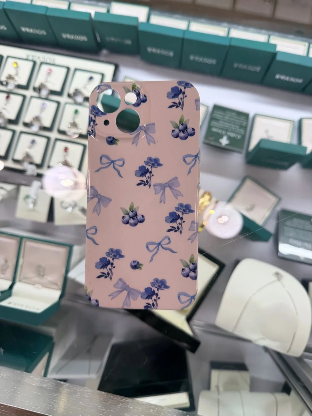 Pink Floral Blueberry Pattern Phone Case - Compatible Design